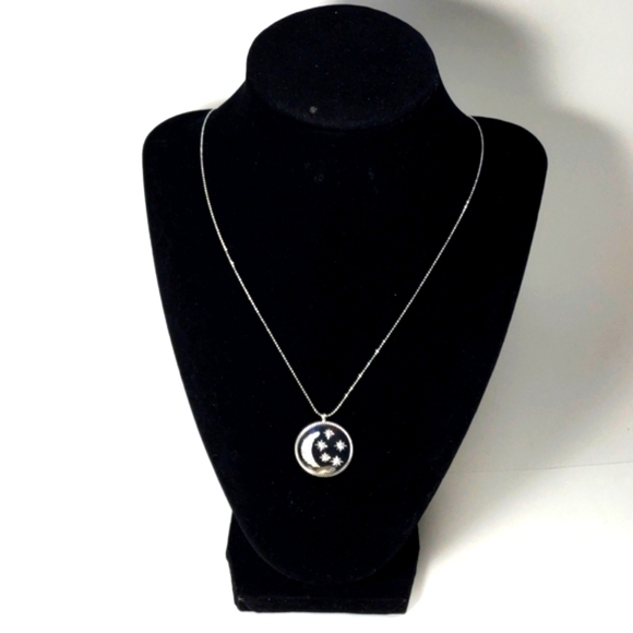 Swarovski Crystal Moon & Stars Pendant Necklace, Sterling Silver Overlay Jewelry - Picture 4 of 8